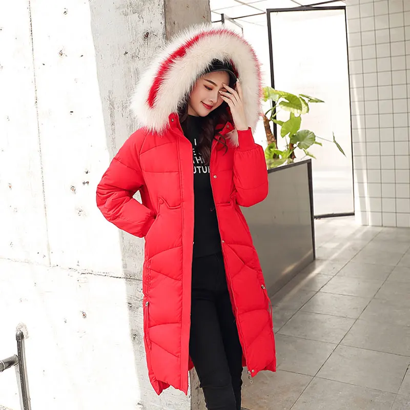 

Chic Long Fur Coat Women Hooded Bakery Oversize Winter Down Coat Heavy Jacket Thick Warm Cotton Padded Wadded Parkas Big Pocket