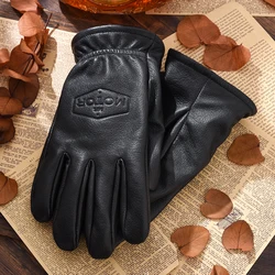 Sheepskin Leather Motorcycle Gloves Windproof Comfortable Riding Gloves With Woolen Lining Women Men Genuine Leather Gloves  255
