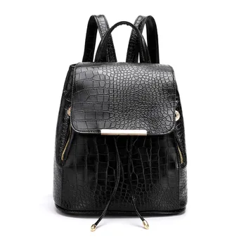

new design backpack luxurious crocodile pattern leather backpack women high quality shoulder bag school bags for teenage girls