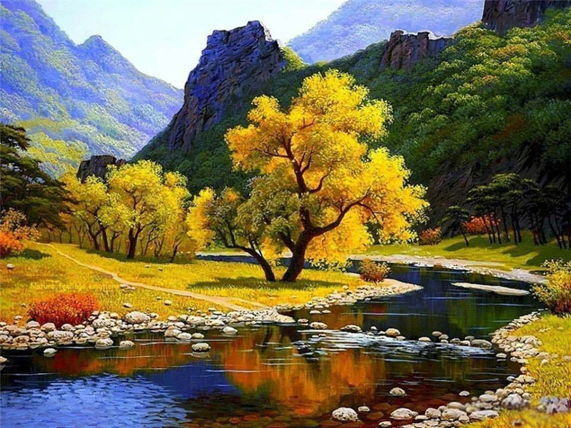 SZGD802 AZQSD сделай сам, 50x40 см, краски по номерам для пейзажей, украшения дома, масляные краски по номерам, полный набор для взрослых - Цвет: SZGD802