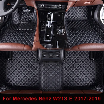 

Hand Craft Car Floor Mats 5D PU Leather Embroidery Plaid Custom Floor Mats For Mercedes Benz W213 E 2017-2019