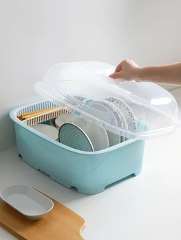 

With lid dish rack dish rack storage box dish rack household chopsticks drain rack kitchen sink cupboard rack