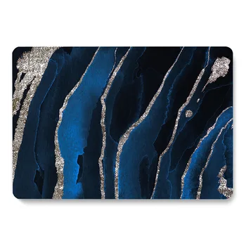 

Shimmering dark blue silver marbled texture Pattern Laptop Case For MacBook Retina Air 12 13.3 New Pro 15.4 16 inch Cover shell