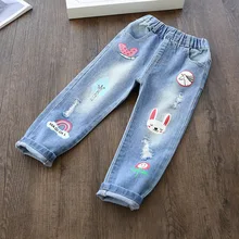 Proud Bay/повседневные джинсы для девочек; коллекция года; сезон весна-осень; стиль; рваные джинсы с дырками; милые детские штаны