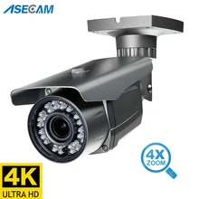 Hikvision compatível 8mp 4k câmera ip zoom 4x lente varifocal ao ar livre h.265 onvif metal bala cctv 4mp poe câmera de vigilância
