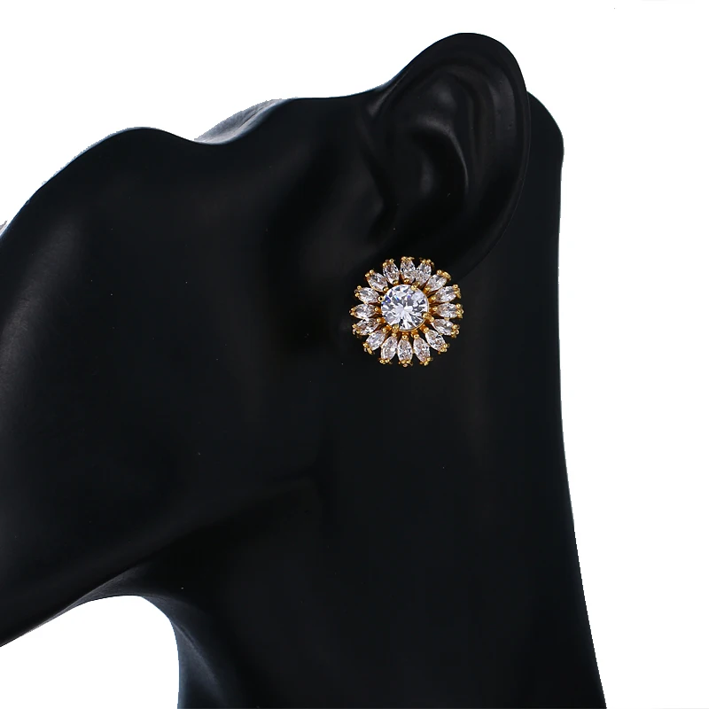Emmaya в форме подсолнечника мода Бохо сплав серебро три цвета серьги для женщин девочек милый цветок кристалл