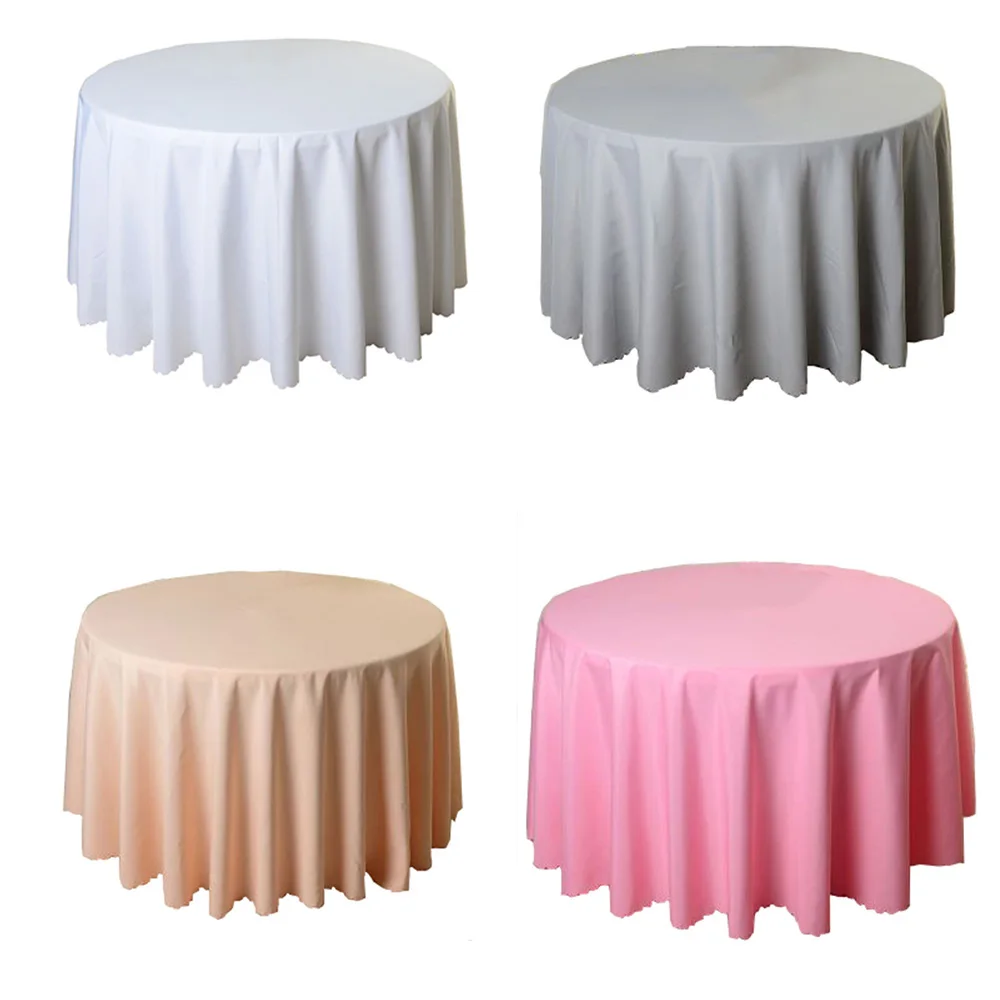 

Round Tablecloth Wedding White Hotel Table Cloth Table Cover Overlay tapetes nappe mariage Tablecloth Polyester