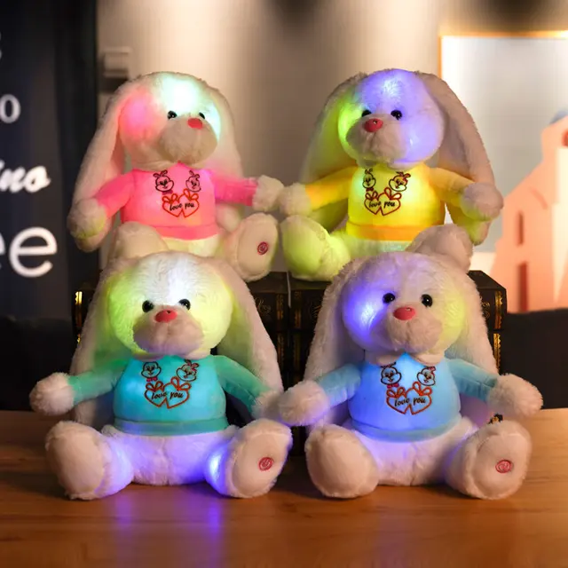 28cm Beautiful Adorable Light Up Shining Stuffed Animal Bunny Rabbit Plush Toy Soft Doll Gift for Children Adults Home Decor 6
