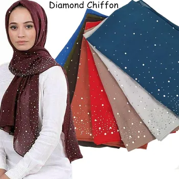 

L9 20pcs High quality diamond chiffon hijab women scarf glitter shawl islamic headscarf wrap long maxi shawl can choose colors