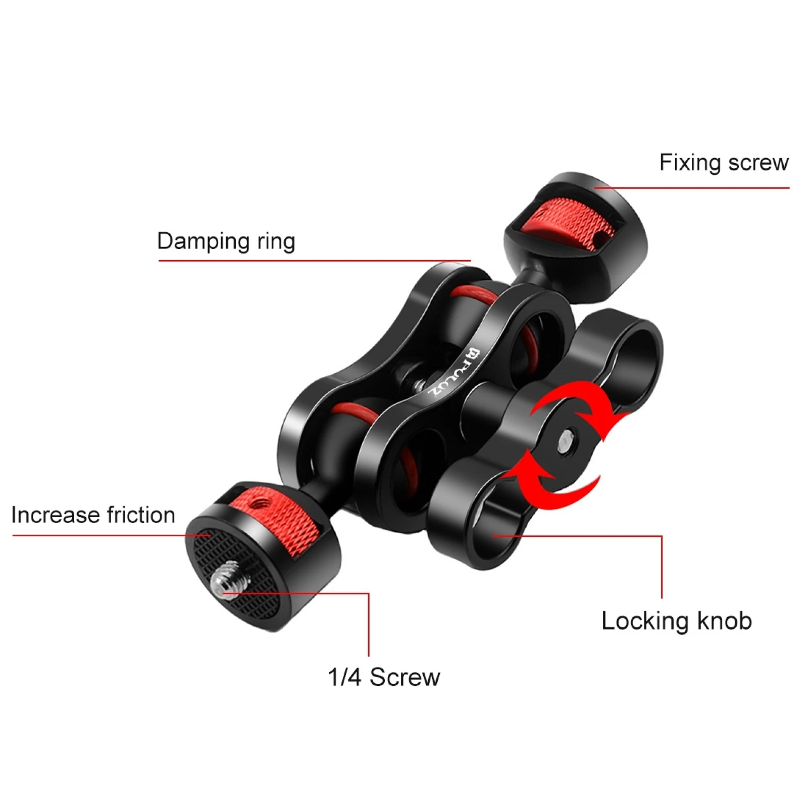PULUZ Magic Arm Bracket Mount 1/4 inch Ball Head Magic Arm Aluminum Alloy Holder for Cameras