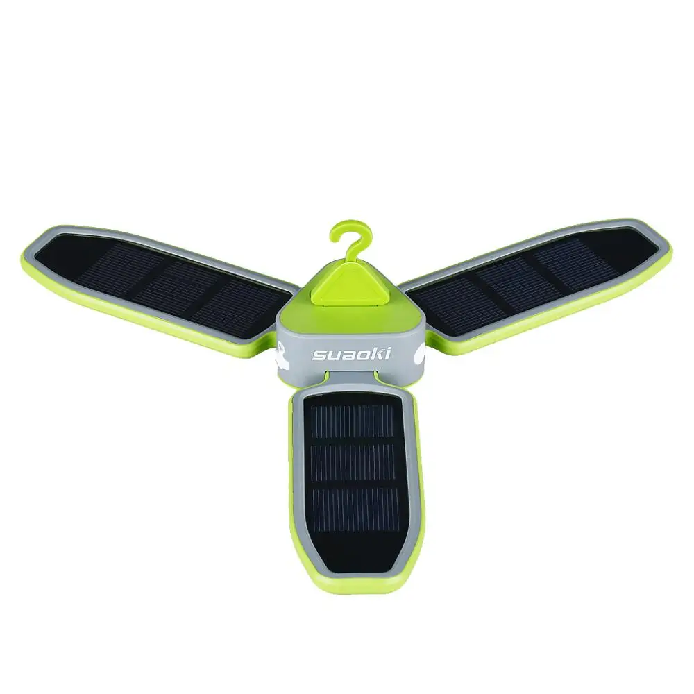 SUAOKI солнечная панель светодиодный светильник на открытом воздухе для кемпинга, походов, рыбалки, солнца, светильник на солнечной энергии, USB Батарея, перезаряжаемый складной светодиодный фонарь