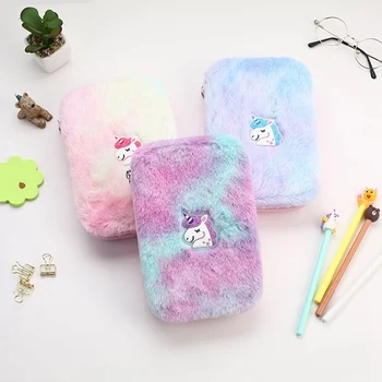 

Cute Colourful Cartoon Unicorn Plush Pencil Case For Kids Gift Cosmetic Stationery Pouch School Learning Supplies