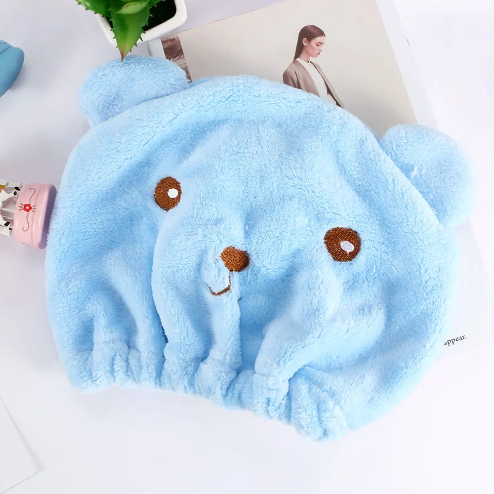 blue 1 шт., полотенце для сухих волос Vogue из микрофибры, Быстросохнущий тюрбан, шапка, аксессуары для купания, супер впитывающая женская шапка для волос - Цвет: blue