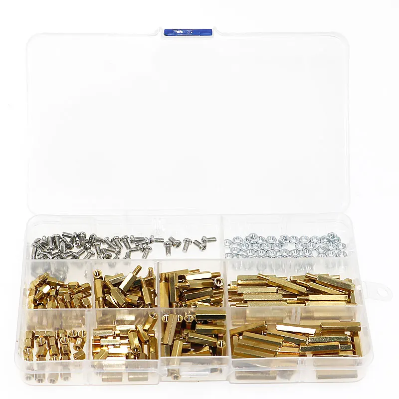 더블 패스 구리 칼럼 스크류 키트, 싱글 헤드 육각 구리 칼럼 콤비네이션 박스, 300PCs, M3 * 5mm-M3*20 + 6mm