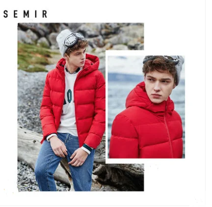SEMIR, зимний мужской пуховик, новые пары, плотные пальто, 90% утиный пух, ультра-светильник, тонкий, с капюшоном, с хлопковой подкладкой, одноцветная верхняя одежда для мужчин - Цвет: 02