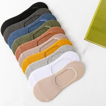 

10pairs/lot Men Short Socks Cotton Plus Size43-46High Quality Casual Summer Breathable Non-slip Boat Socks With Silicon For Male