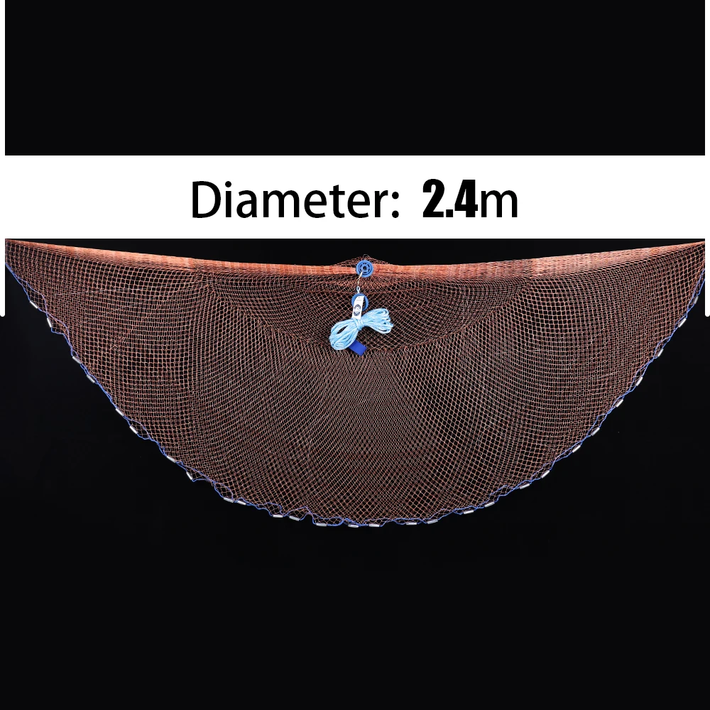 Lawaia литейная рыболовная сеть, рыболовная сеть США, литые сети, рыболовная сеть, диаметр 2,4 М-7,2 м, маленькая сетка, жаберная сеть с грузила - Цвет: Diameter 2.4m