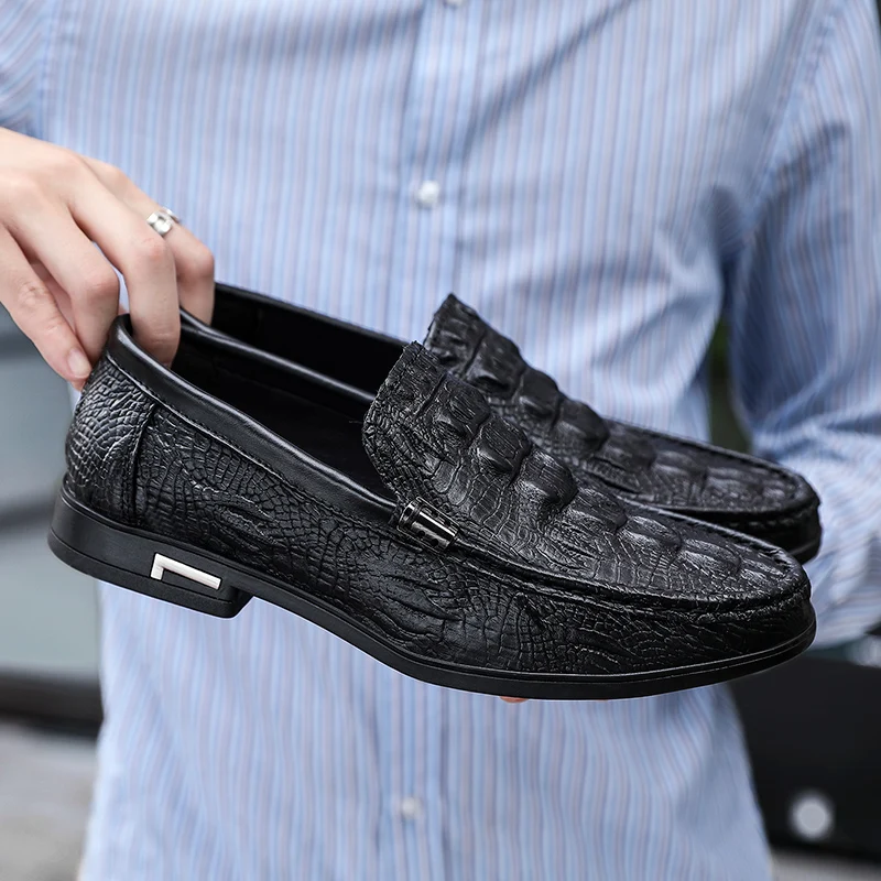 

Men Formal Business Shoes slip on Men British Style genuine Leather Casual Shoes Business moccasins Zapatos Hombre new L4