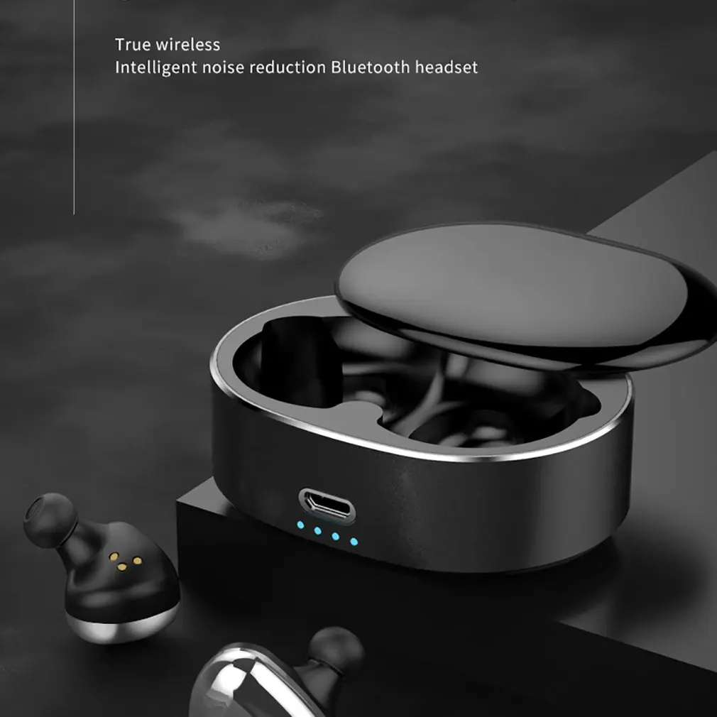 Черный Bluetooth наушники V5.0 беспроводная гарнитура 20 метров сигнал Автоматическое Сопряжение стерео 6D шумоподавляющий наушник с зарядным устройством - Цвет: Черный