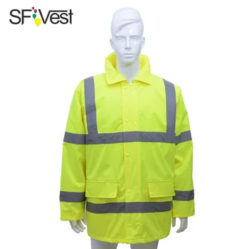 

SFVest high visibility reflective raincoat cotton jacket coat luminous safety raincoat safety jacket