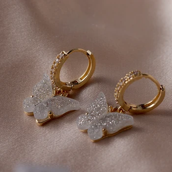 

Zirconia Butterfly Hoops Earring for Women Gold Drops Earrings Women Jewelry Women Accessories Engagement Party Gifts