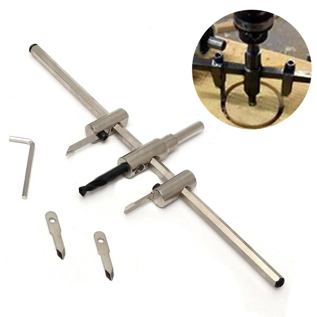 DWZ 30-300mm Adjustable Metal Wood Circle Hole Saw Drill Bit Cutter Kit DIY Tool New