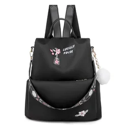 2021 Fresh Embroidery Backpack Print Women Oxford Cloth Backpack Anti-theft Large Capacity Leisure Student School Bag Girl