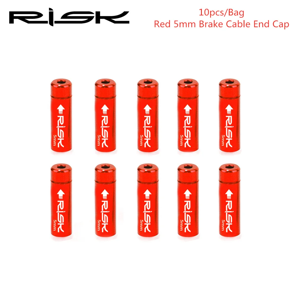 BrakeCable Cap Red RISK 10 шт./лот, универсальный, 4 мм/5 мм, MTB, шоссейный велосипед, велосипедный тормоз, переключатель переключения передач, кабель, заглушка, наконечник провода, корпус, наконечники, щипцы - Цвет: BrakeCable Cap Red