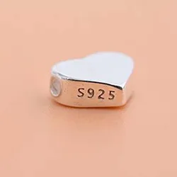 2pcs Real Pure Solid 925 Sterling Silver Heart Spacer Beads Loose Bead With 925 Stamp Jewelry Findings