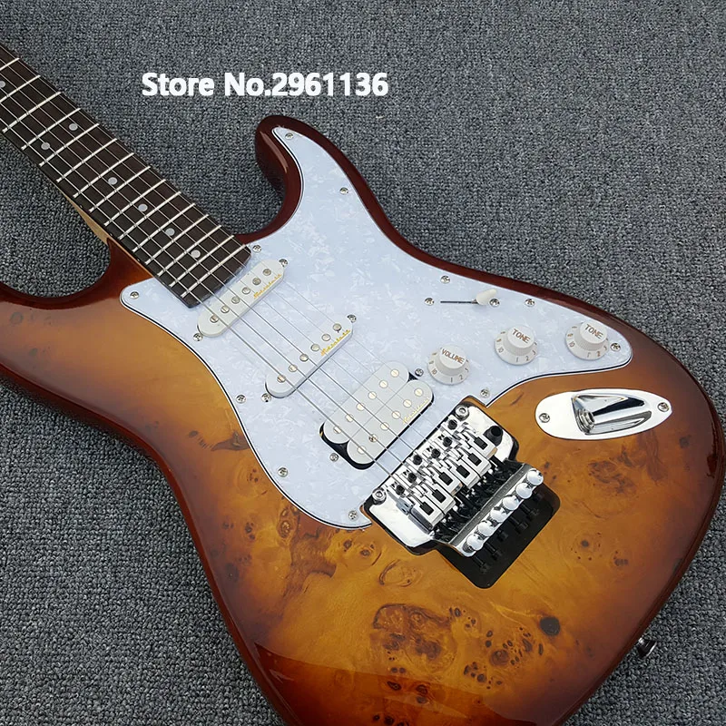 Высококачественная электрогитара, корпус Floyd-rose из красного дерева с крышкой шрама дерева