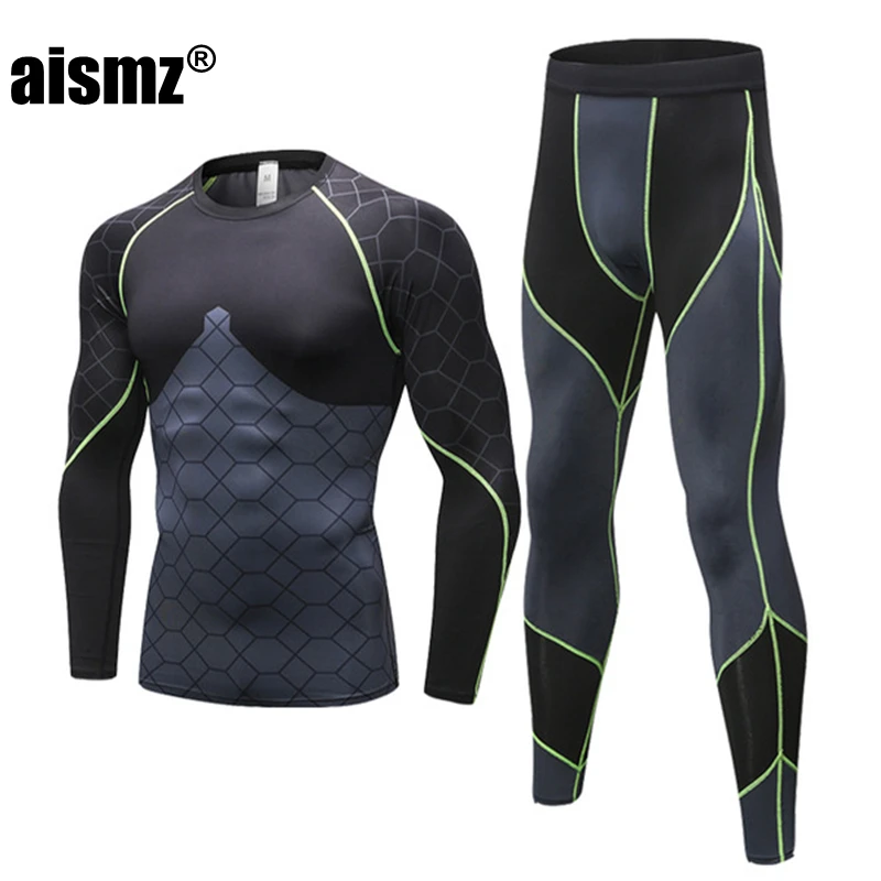 Aismz Winter Thermal Underwear Sets Long Johns Men Quick Dry Anti-microbial Stretch Male Compression Thermo Underwear New