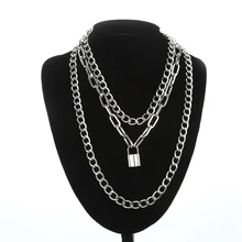 2022 new Layered Chain Necklace Cool Lock Goth Accessories Grunge Style Fairy Core Choker 2000s Aesthetic Y2k E Girl Jewelry