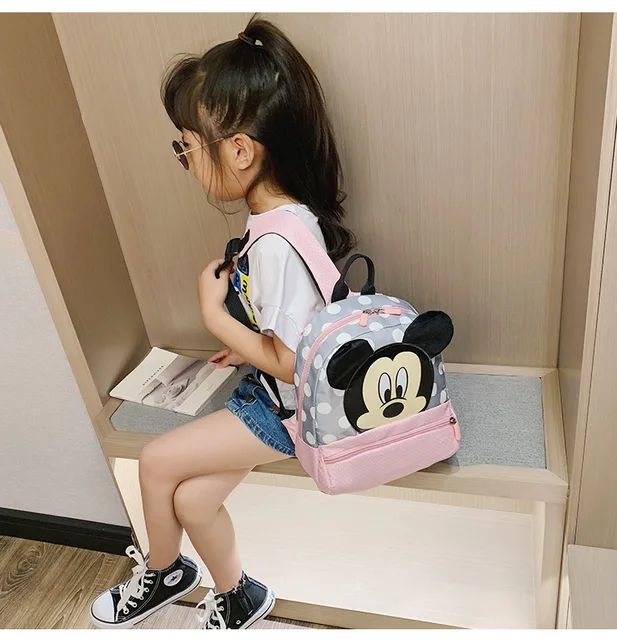 Mochila De felpa para bebé de 2 a 7 años, bolso escolar para niñas, rosa,  Mickey, Minnie, dibujos animados, bonita bolsa de viaje para guardería -  AliExpress