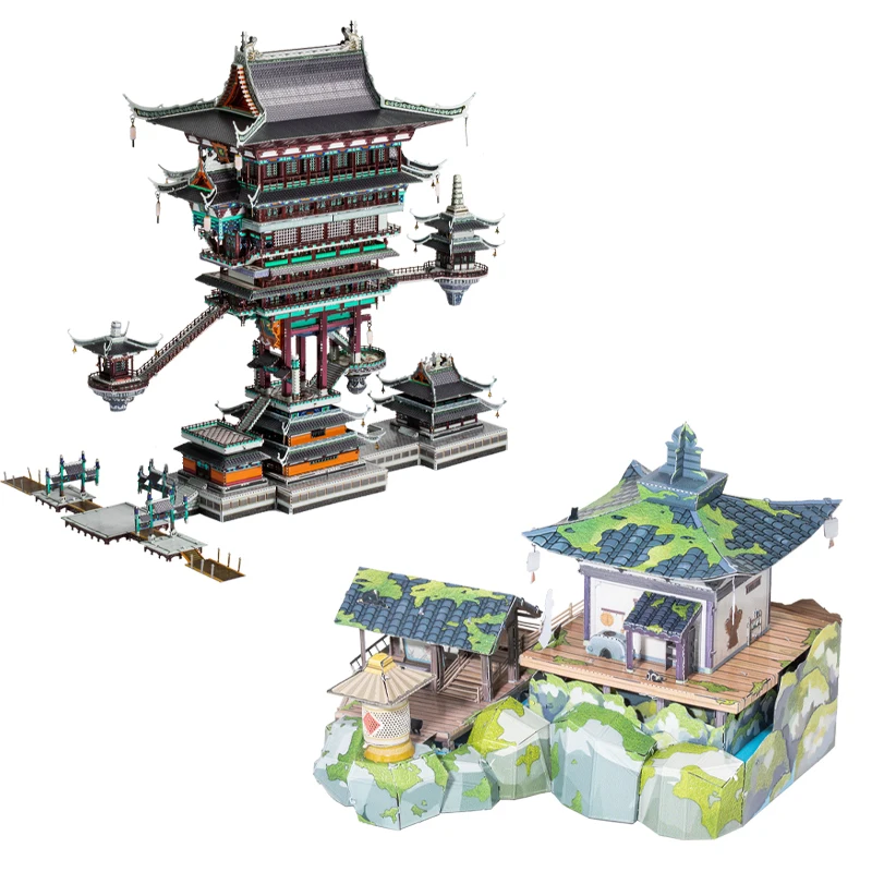 Art Model 3D Metal Puzzle The Legend of Hei-Guild hall building model kits DIY Laser Cut Jigsaw Model Toys gift for adult 5