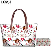 FORUDESIGNS, повседневные женские сумки-тоут, медсестры, медицинский доктор, узор, сумка на плечо для дам, девушек, сумочки, набор с клатчем, кошельки