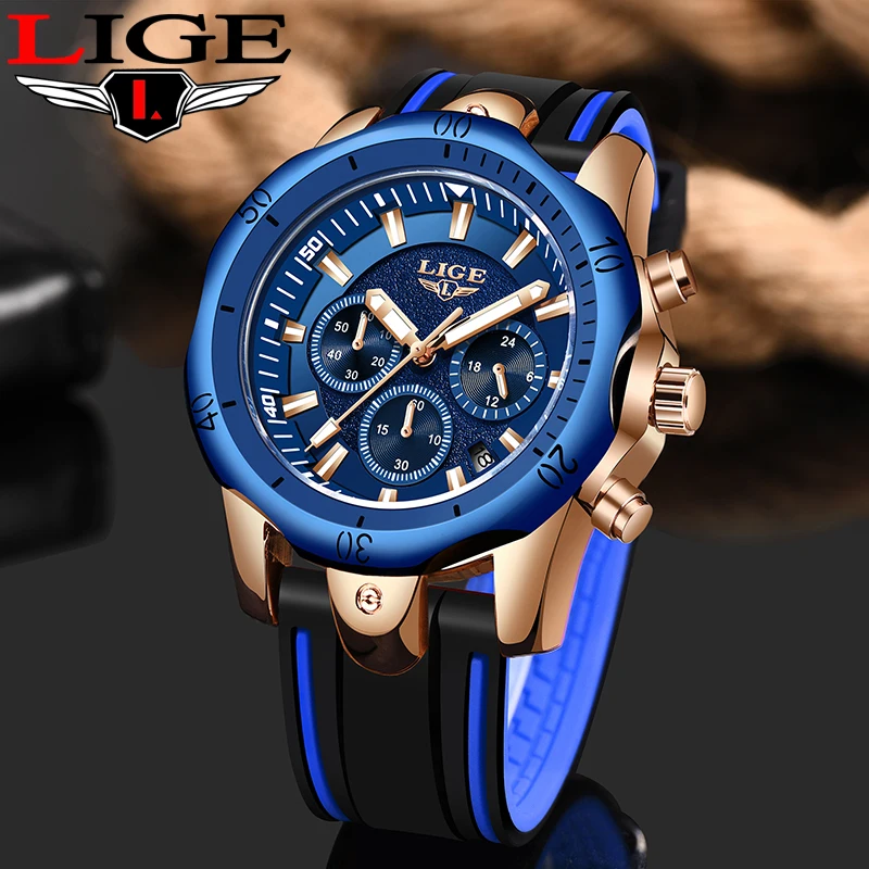 Мужские часы Relogio Masculino 2019 LIGE мужские Топ бренд Роскошные Кварцевые модные синие