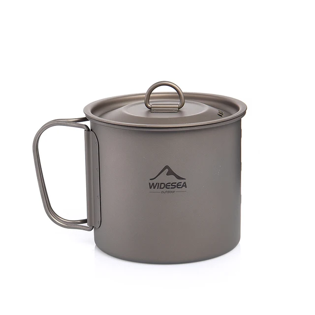 Widesea Camping Mug Titanium Cup Tourist Tableware Picnic Utensils Outdoor Kitchen Equipment Travel Cooking set Cookware Hiking 3