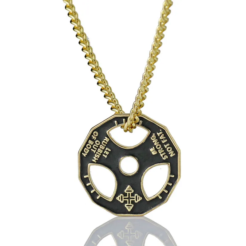 Dumbbell Tablet Men's Necklace Steering Wheel Fitness Pendant Stainless Steel Chain Link Necklaces Sports Exercise Jewelry | Украшения