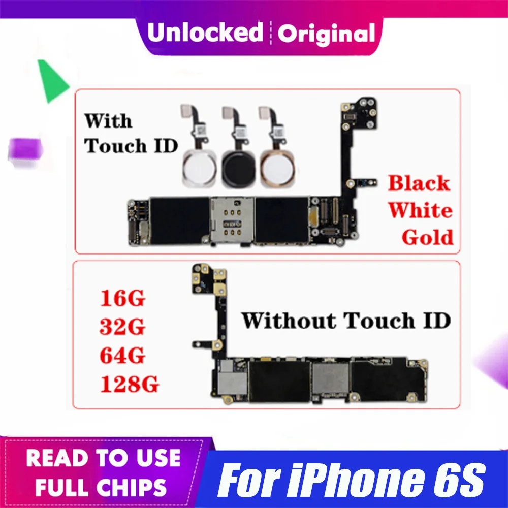 For Iphone 6 S Motherboard No / With Touch ID Original Tested Full Fingerprint Function Clean Main Board 16G/32G/64G/128G | Мобильные