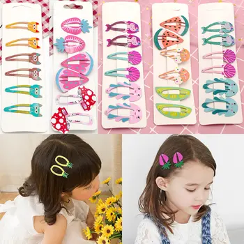

6Pcs/Set New Kids Hair Accessories Fruit Pineapple Hairpins Children Paint BB Clip Girls Cute Cartoon Mermaid Rainbow Hair Clips