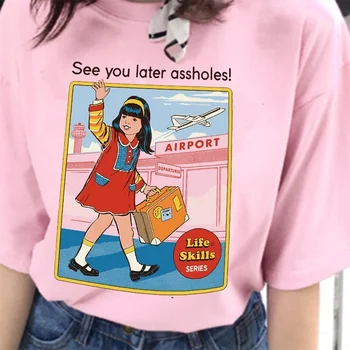 

VIP HJN Summer Tops See You Later Assholes Print Airport T Shirt Man Women Short Sleeve Vintage Style 80s 90s Street Style Tee