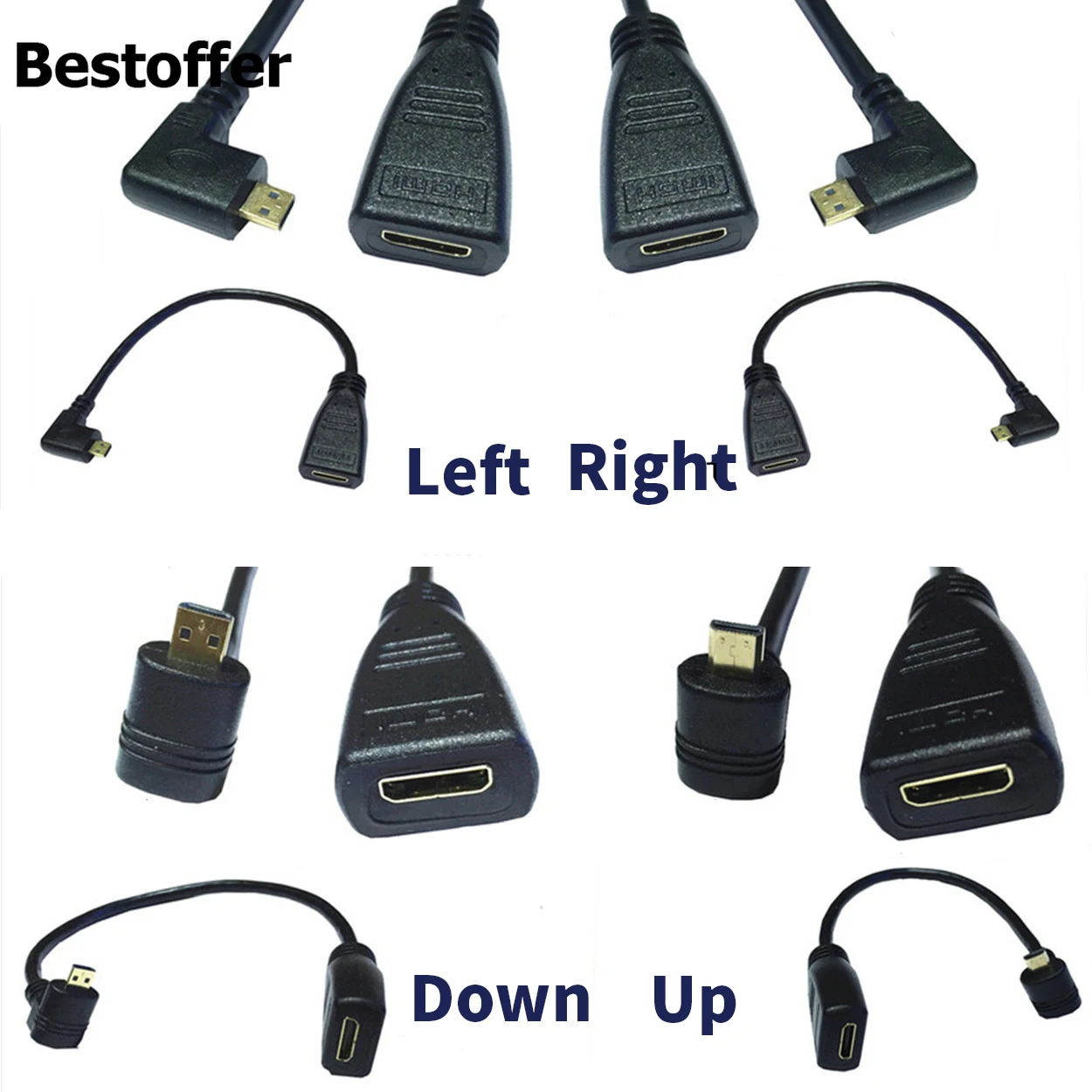 90 градусов угол вправо влево вверх вниз Micro HDMI 1 4 Мужской Тип D к Mini Женский C