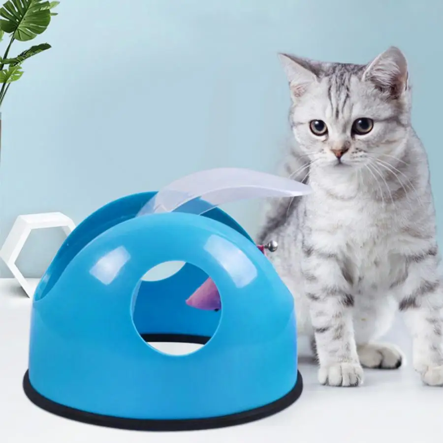Игрушка для кошек, питомец, кошка, вращение на 360 градусов, ловля, играющая игрушка, Интерактивная игровая пластина с мышкой, мятный, голубой, прочные игрушки для упражнений
