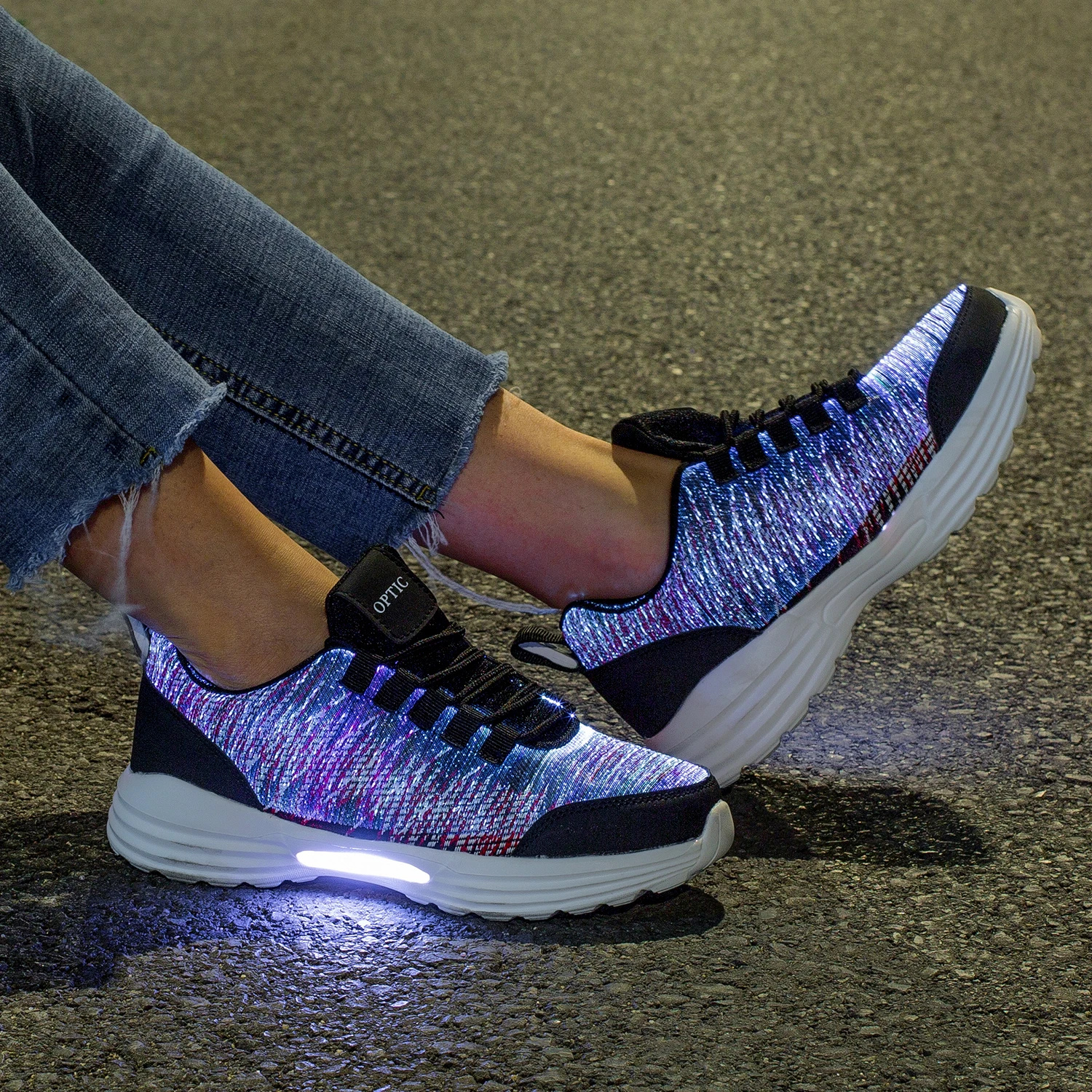 Luminous Fiber Optic Fabric Light Up Shoes Led 11 Colors Flashing White