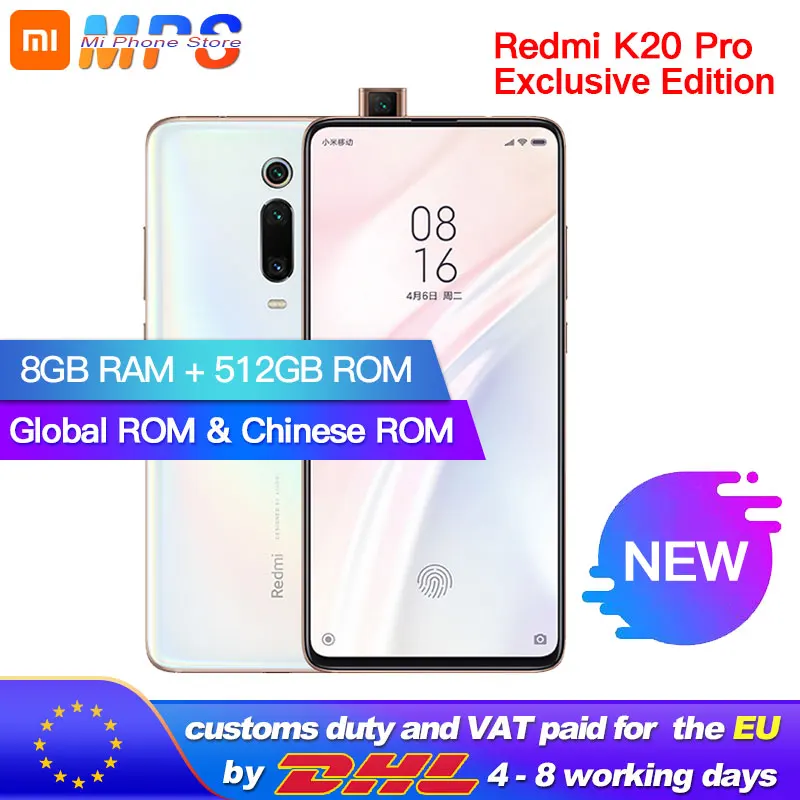 Xiaomi Redmi K20 Pro 512 ГБ 8 ГБ мобильный телефон Snapdragon 855 plus Восьмиядерный 4000 мАч 48MP тройные камеры 6,39''