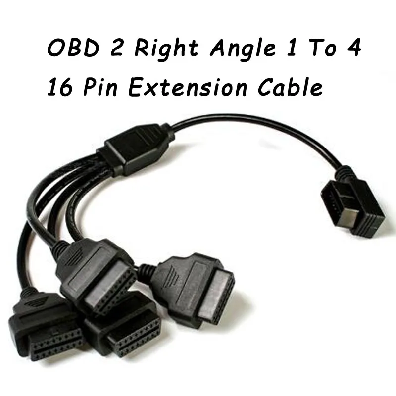 OBD 2 правый угол 1 до 4 мужского и женского пола 16 контактный кабель удлинитель для любого автомобиля кабель для диагностический инструмент адаптер Диагностический сканер адаптер