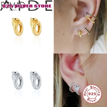

Aide 925 Sterling Silver Hoop Earrings Fine Jewelry Cobra Animal Huggie Gold Earrings For Women Girls Party Gifts pendientes W4