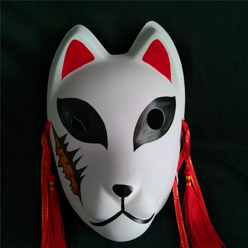Demon Slayer Kimetsu no Yaiba Косплей Маска Kamado Tanjirou ПВХ лиса полное лицо маски вечеринка Хэллоуин Карнавал рисованная опора