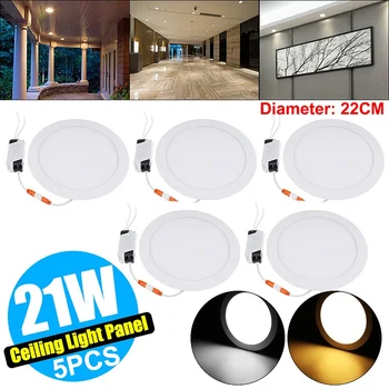 

5pcs Led Downlight Ultra-thin LED Ceiling Light Panel Lamp Warm White Lighting AC110-240V 21WLED Spot Light For Bathroom Kitchen