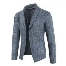 50%HOTWinter Sweater Coat Solid Color Turn-down Collar Cardigan Knitted Men Jacket for Daily Wear